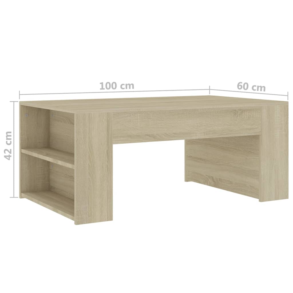 vidaXL sofabord 100x60x42 cm konstrueret træ sonoma-eg