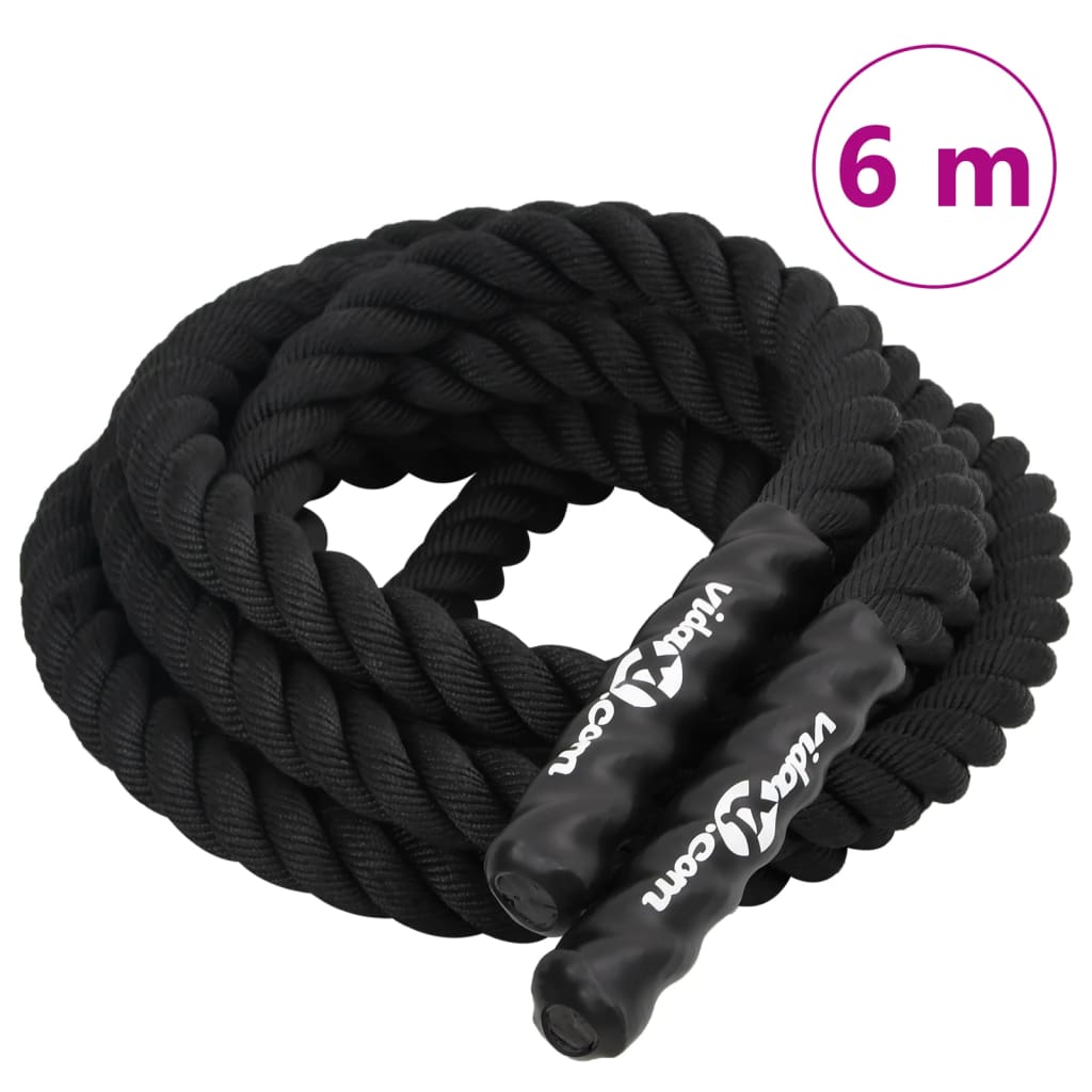 vidaXL battle rope 6 m 4,5 kg polyester sort