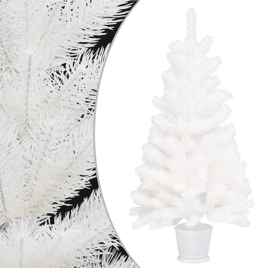 vidaXL kunstigt juletræ med lys 90 cm hvid