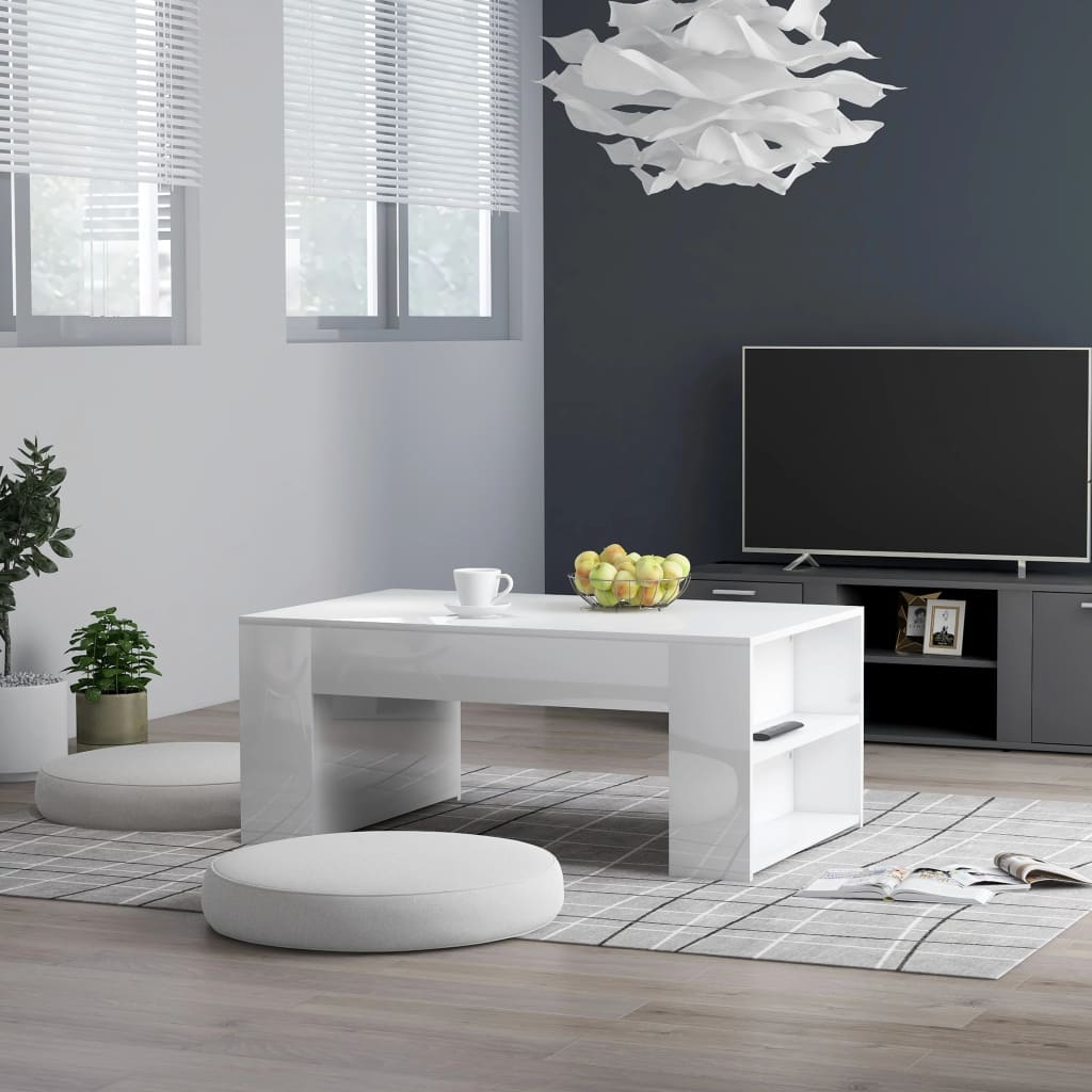 vidaXL sofabord 100x60x42 cm konstrueret træ hvid højglans