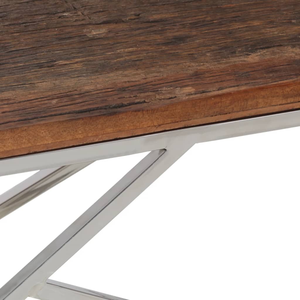 vidaXL sofabord rustfrit stål og massive træsveller sølvfarvet