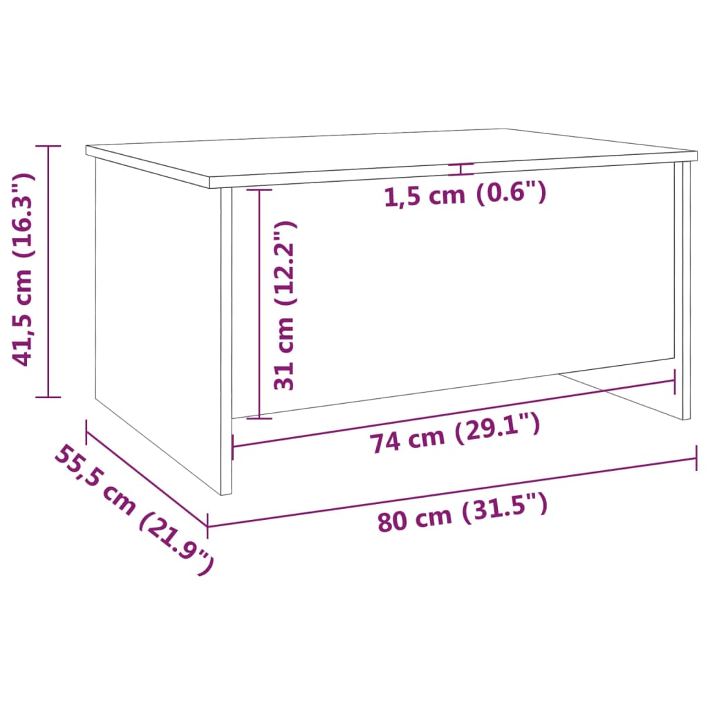 vidaXL sofabord 80x55,5x41,5 cm konstrueret træ hvid