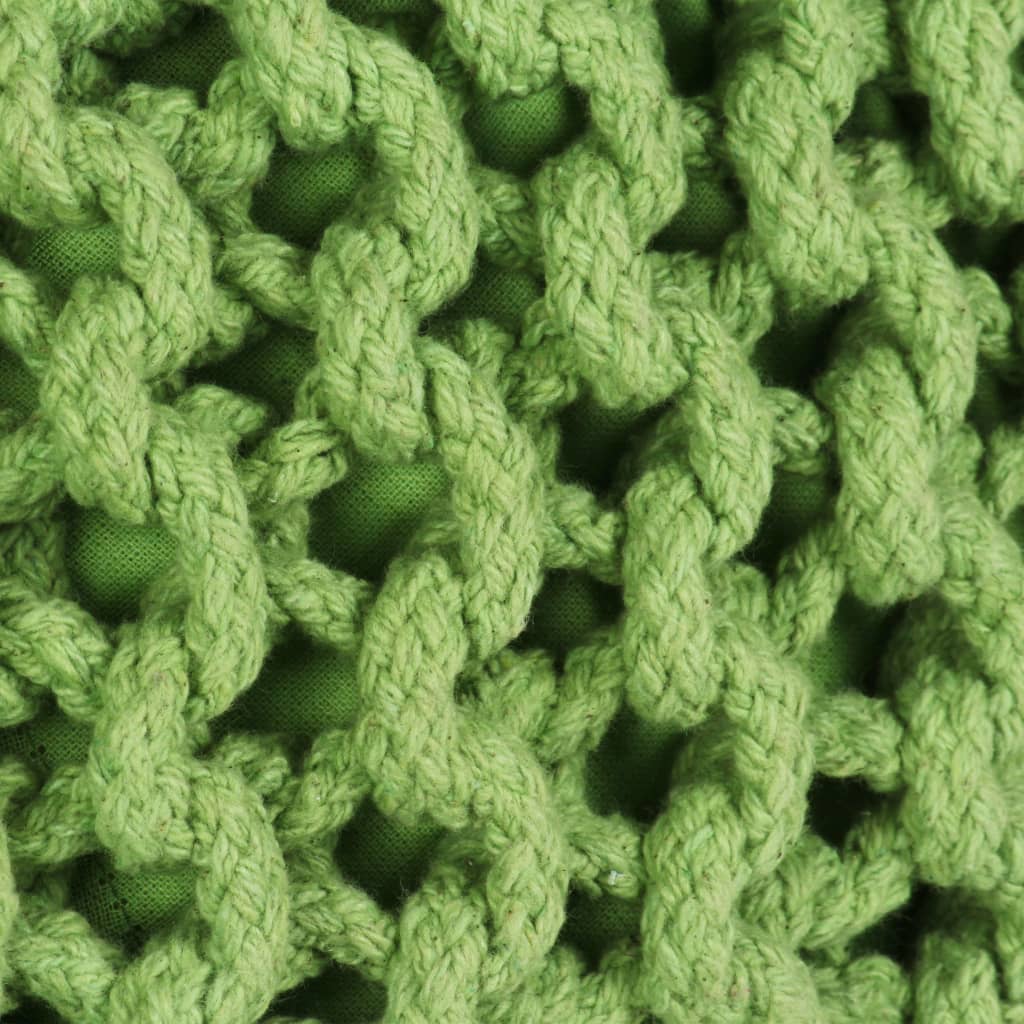 vidaXL håndstrikket puf bomuld 50 x 35 cm grøn