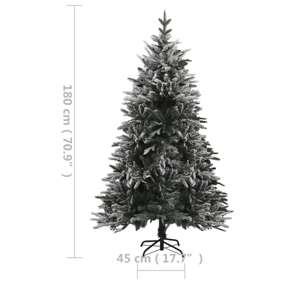 vidaXL kunstigt juletræ med lys og sne 180 cm PVC og PE