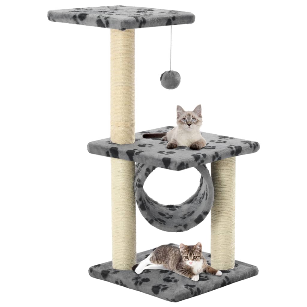 vidaXL kradsetræ til katte med sisal-kradsestolper 65 cm grå potespor