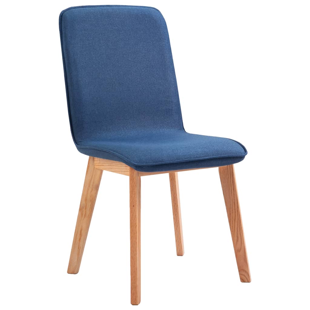 vidaXL spisebordsstole 4 stk. blåt stof massivt egetræ