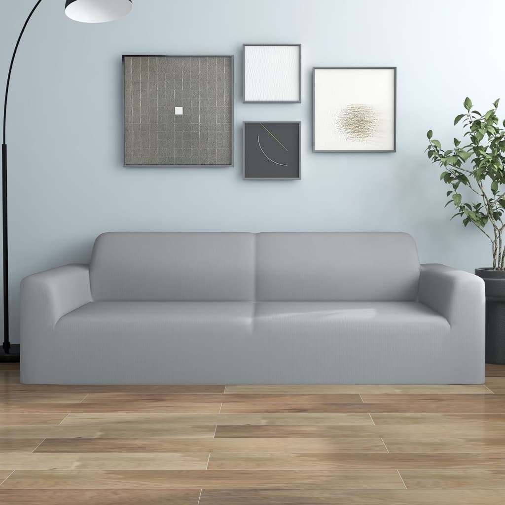vidaXL elastisk 3-personers sofabetræk polyesterjersey grå