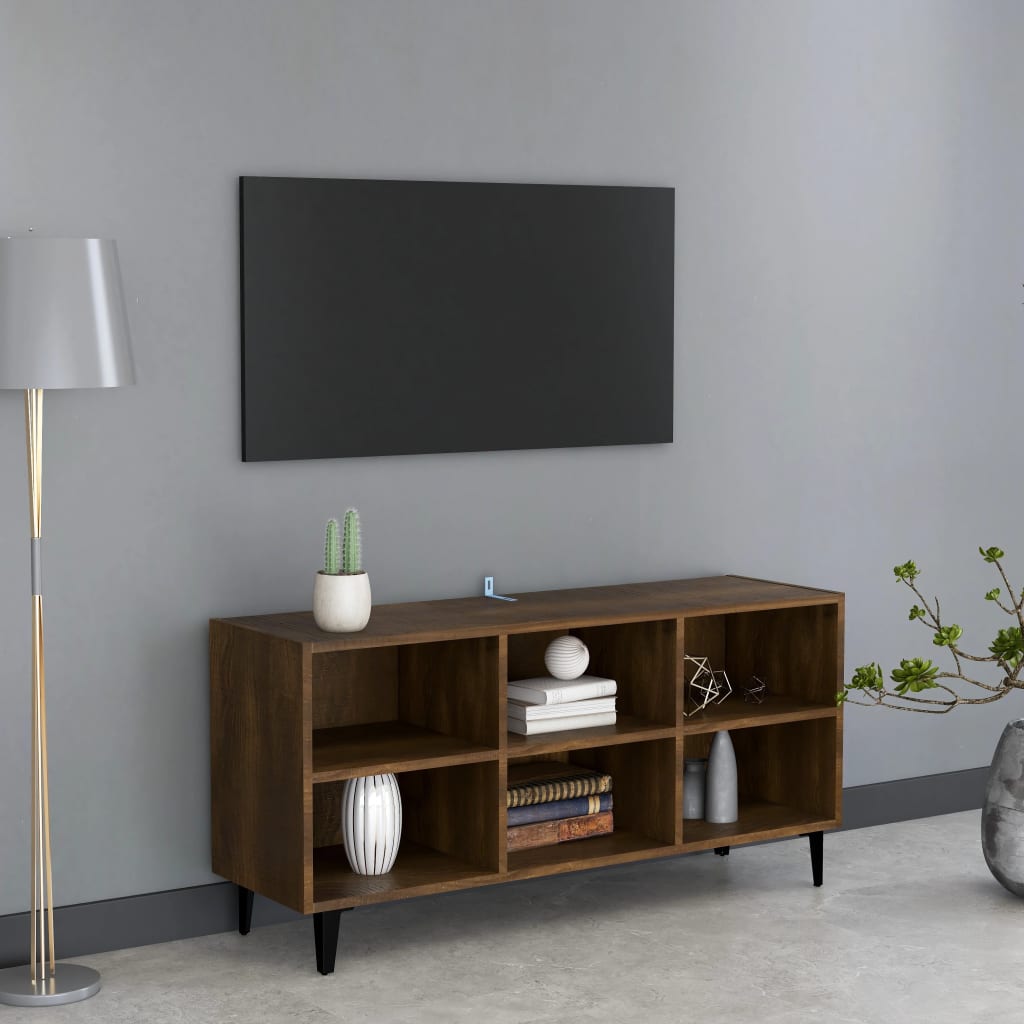vidaXL tv-skab m. metalben 103,5x30x50 cm brun eg