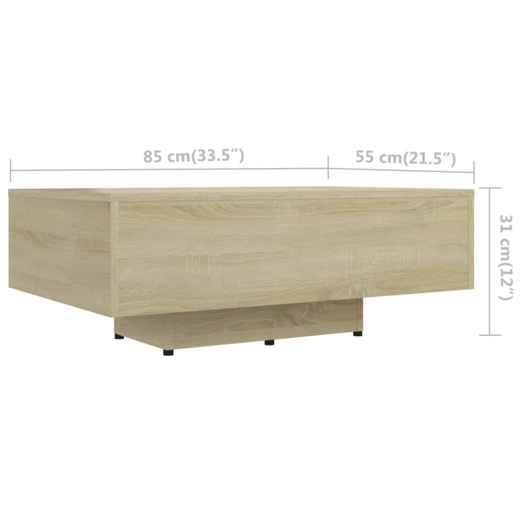 vidaXL sofabord 85x55x31 cm konstrueret træ sonoma-eg