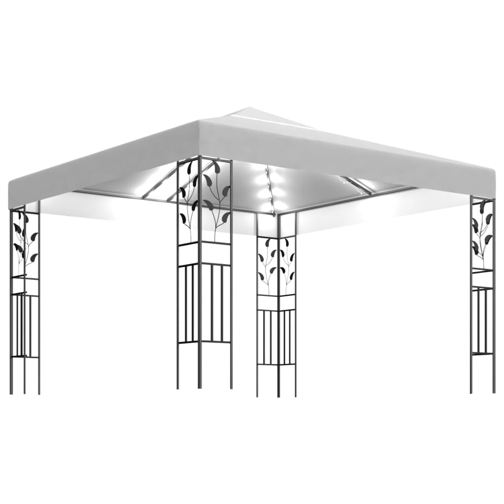 vidaXL pavillon med LED-lyskæder 3x3 m hvid