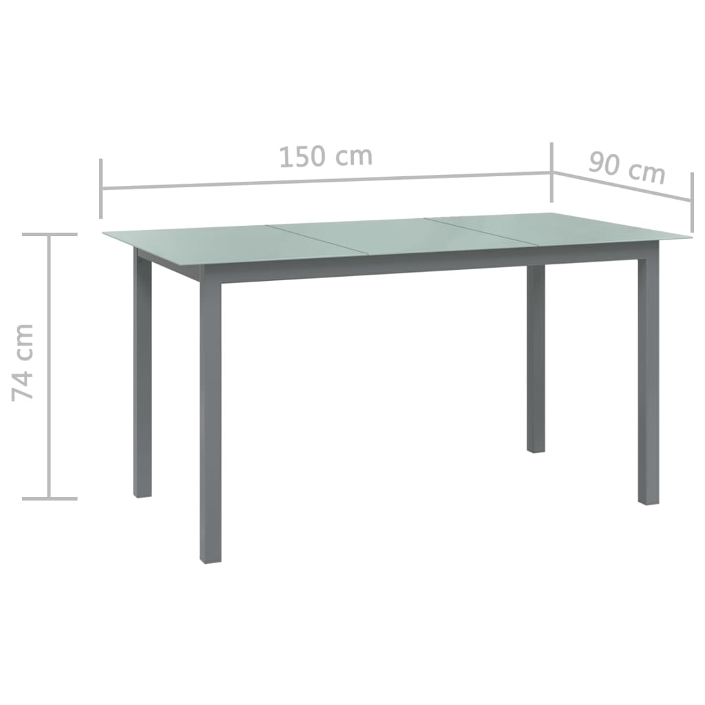 vidaXL spisebordssæt til haven 7 dele aluminium sølvfarvet og sort