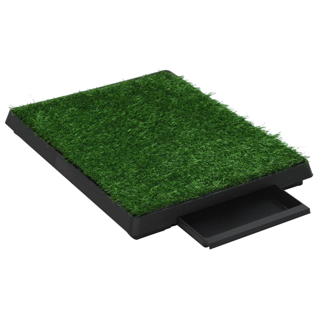 vidaXL kæledyrstoilet med bakke og kunstgræs 2 stk. 63x50x7 cm grøn