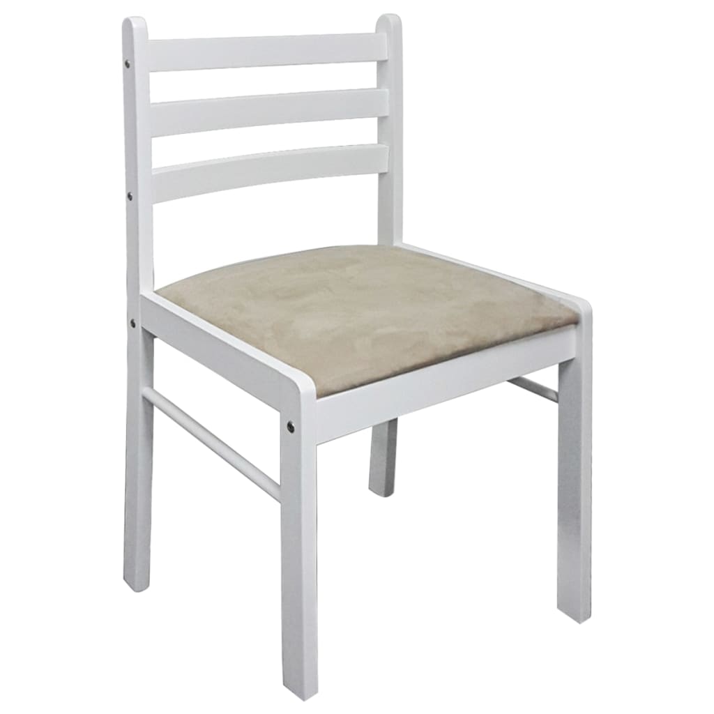 vidaXL spisebordsstole 4 stk. massivt gummitræ og fløjl hvid