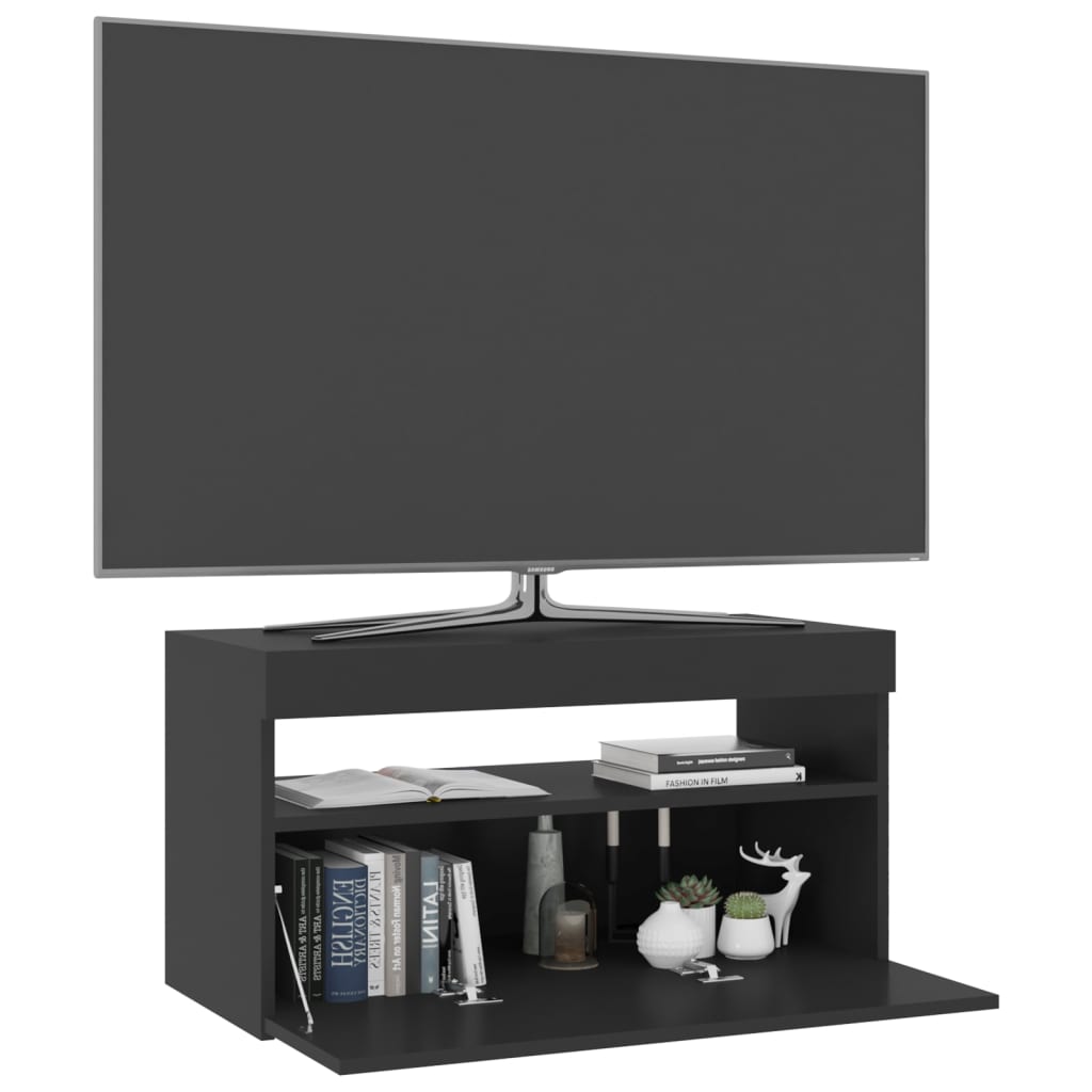 vidaXL tv-bord med LED-lys 75x35x40 cm sort