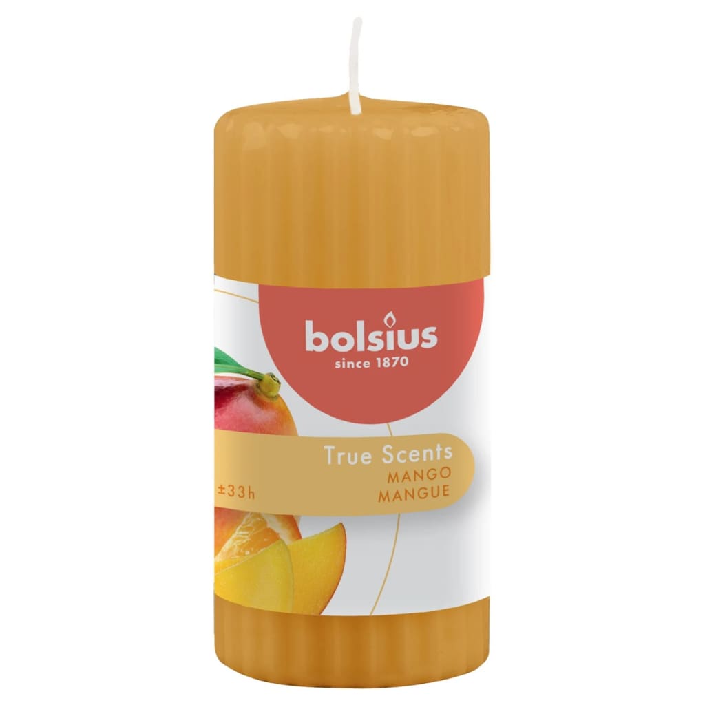 Bolsius rillede søjlelys med duft True Scents 6 stk. 120x58 mm mango