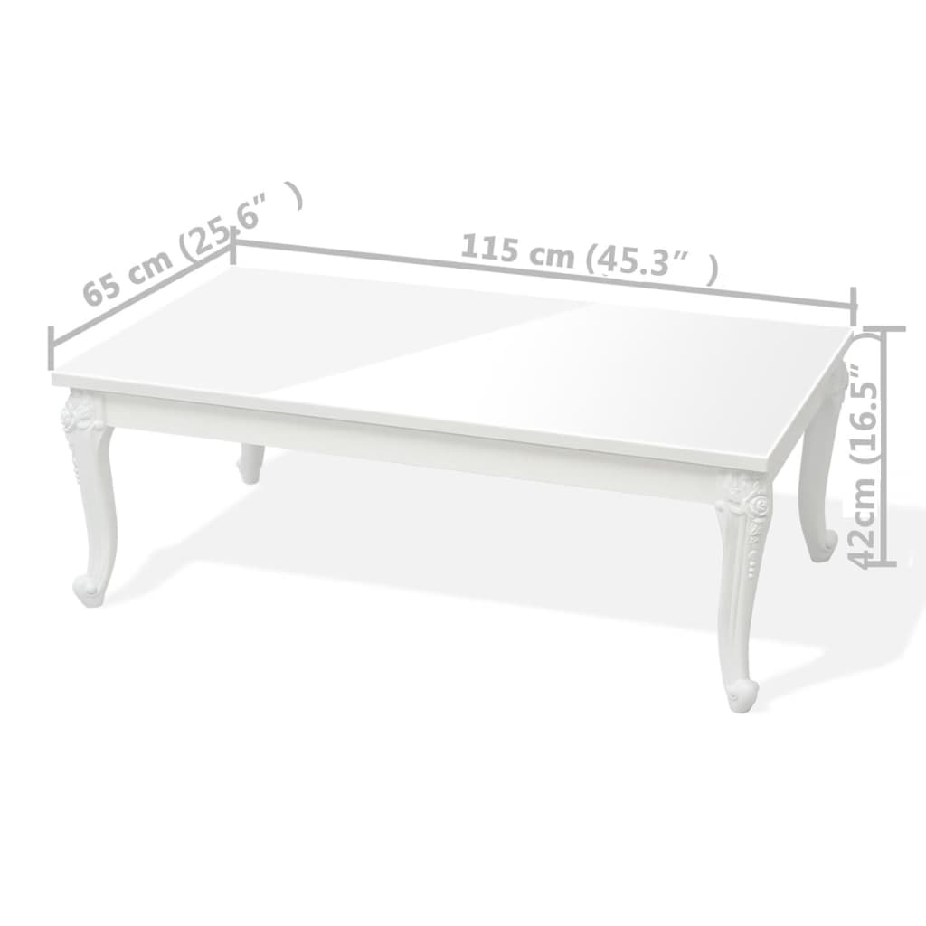 vidaXL sofabord 115 x 65 x 42 cm højglans hvid