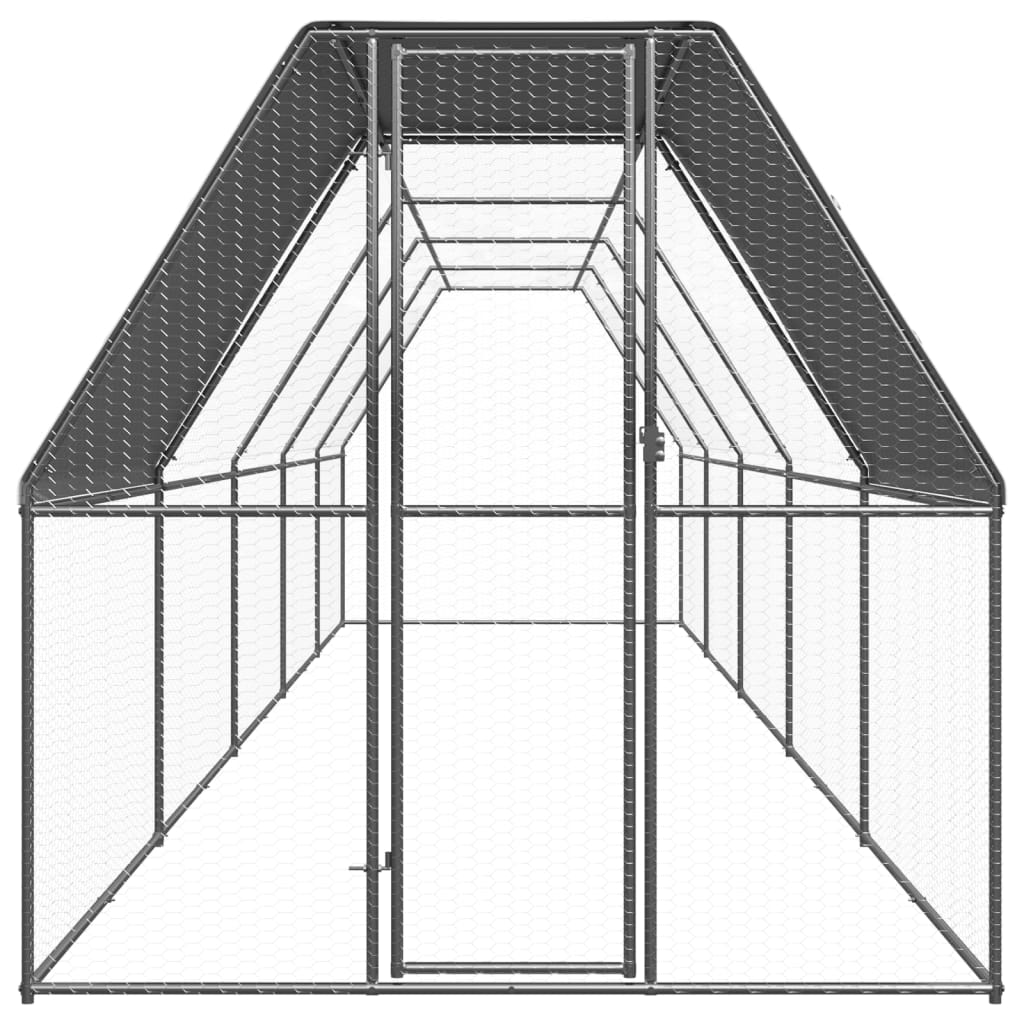vidaXL udendørs hønsegård 2x10x2 m galvaniseret stål