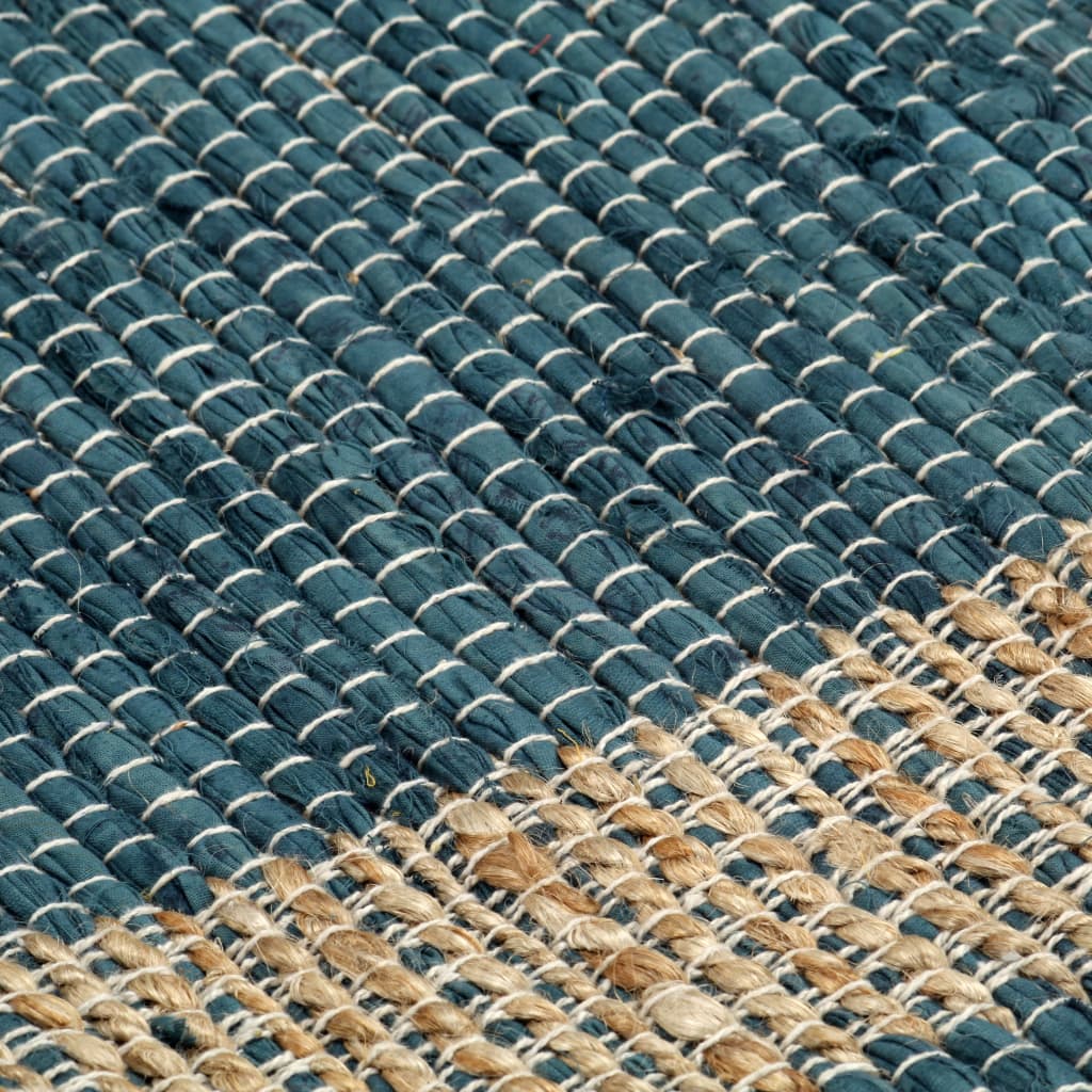 vidaXL håndlavet tæppe jute 80 x 160 cm blå