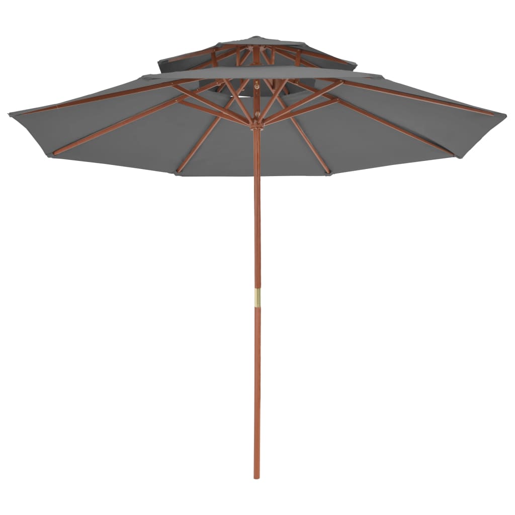 vidaXL dobbelt parasol med træstang 270 cm antracitgrå