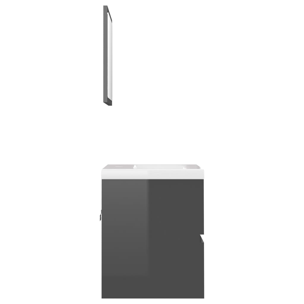 vidaXL badeværelsesmøbelsæt spånplade grå højglans