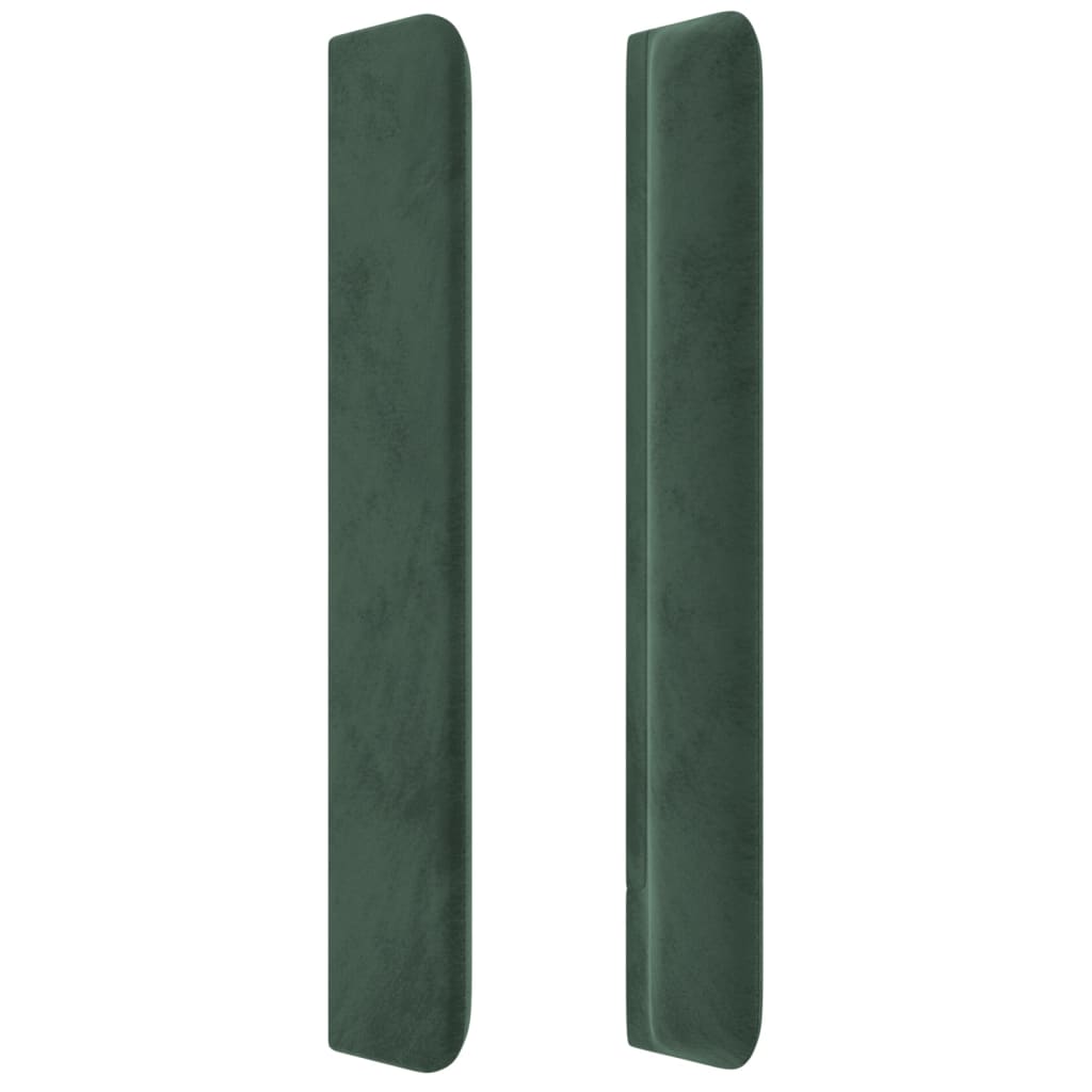 vidaXL sengegavl med kanter 203x16x118/128 cm fløjl mørkegrøn