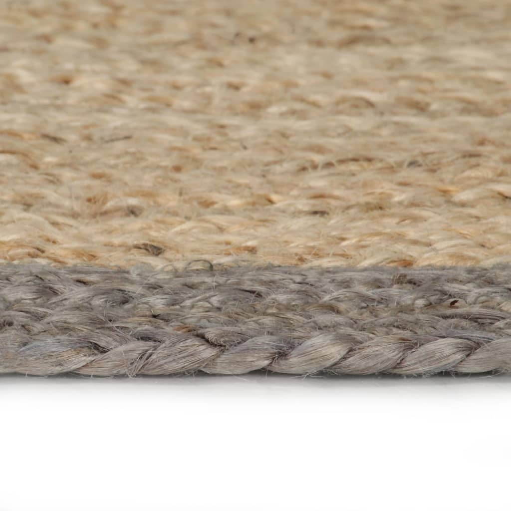 vidaXL håndlavet tæppe med grå kant jute 90 cm