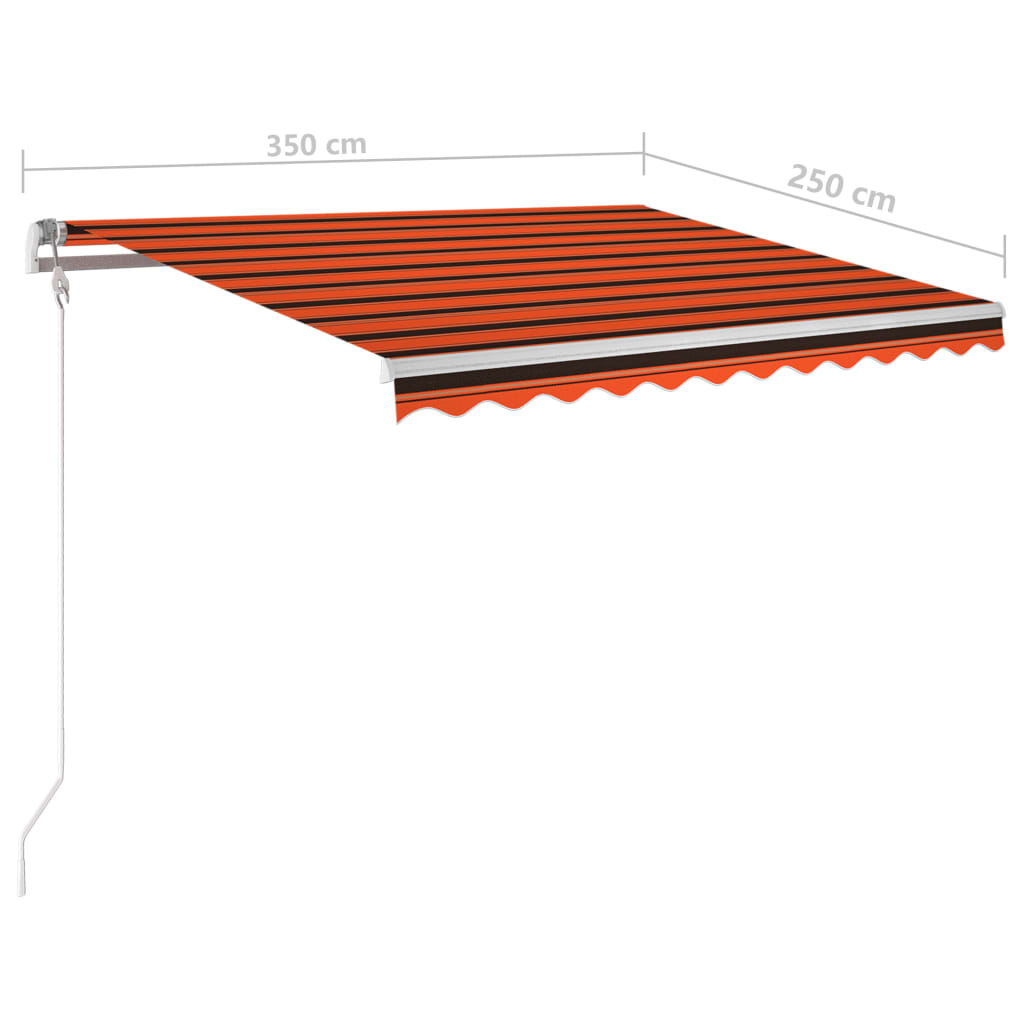 vidaXL foldemarkise m. stolper 3,5x2,5 m manuel betjening orange brun