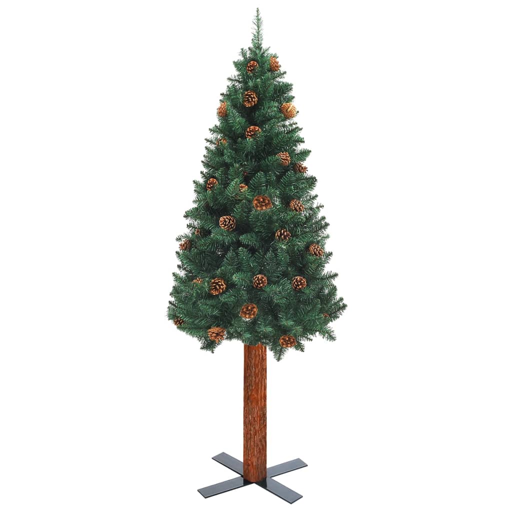 vidaXL smalt juletræ med lys og kuglesæt 150 cm PVC grøn