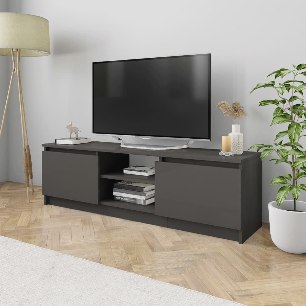 vidaXL tv-skab 120x30x35,5 cm konstrueret træ grå højglans