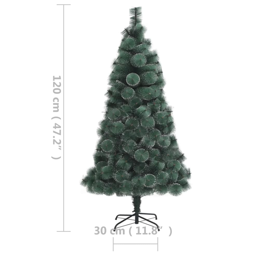 vidaXL kunstigt juletræ med lys 120 cm PVC og PE grøn