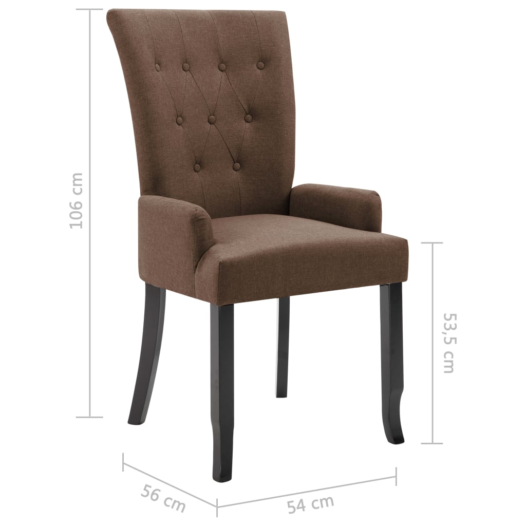 vidaXL spisebordsstole med armlæn 6 stk. stof brun
