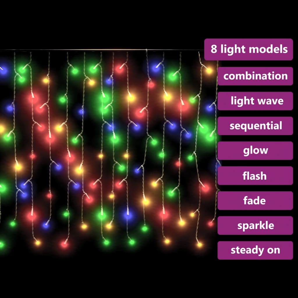 vidaXL LED-lysgardin 10 m 400 LED'er 8 funktioner farverigt lys