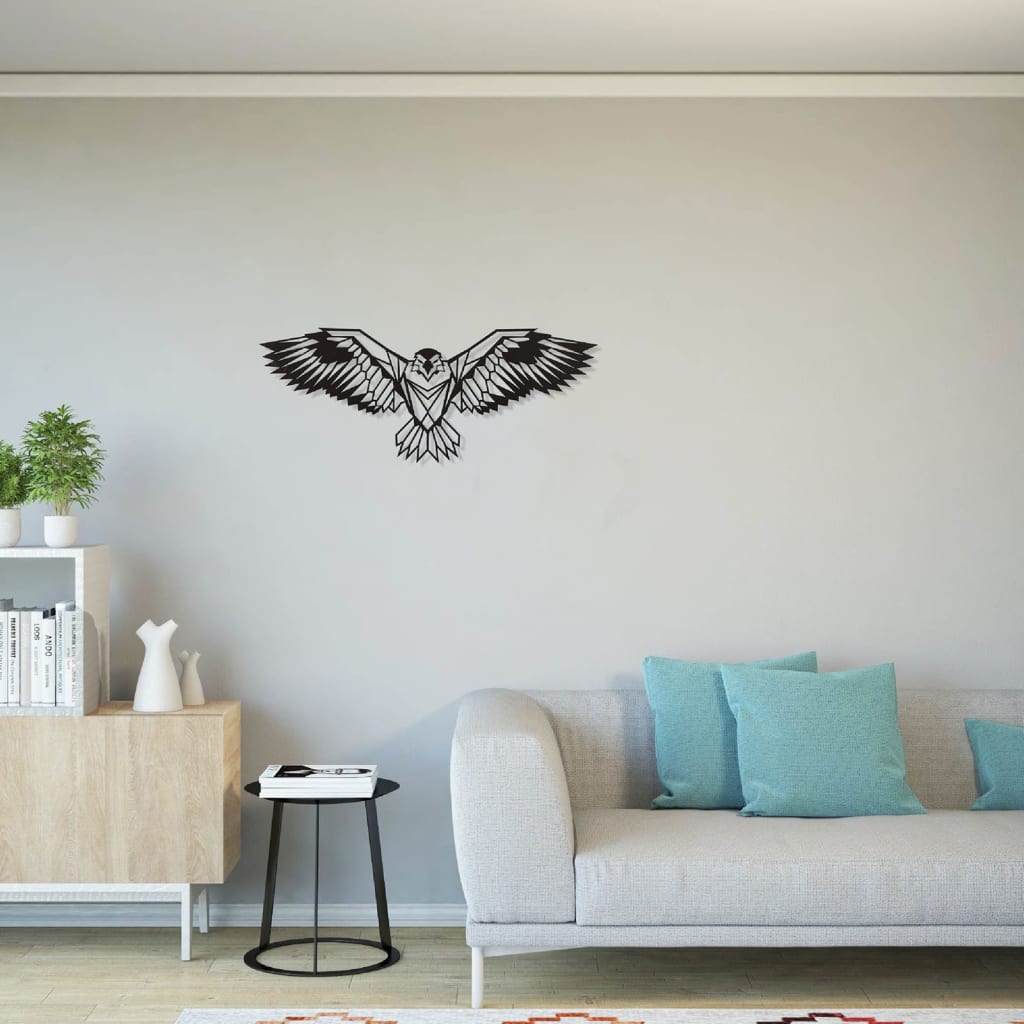 Homemania vægdekoration Eagle 100x44 cm stål sort