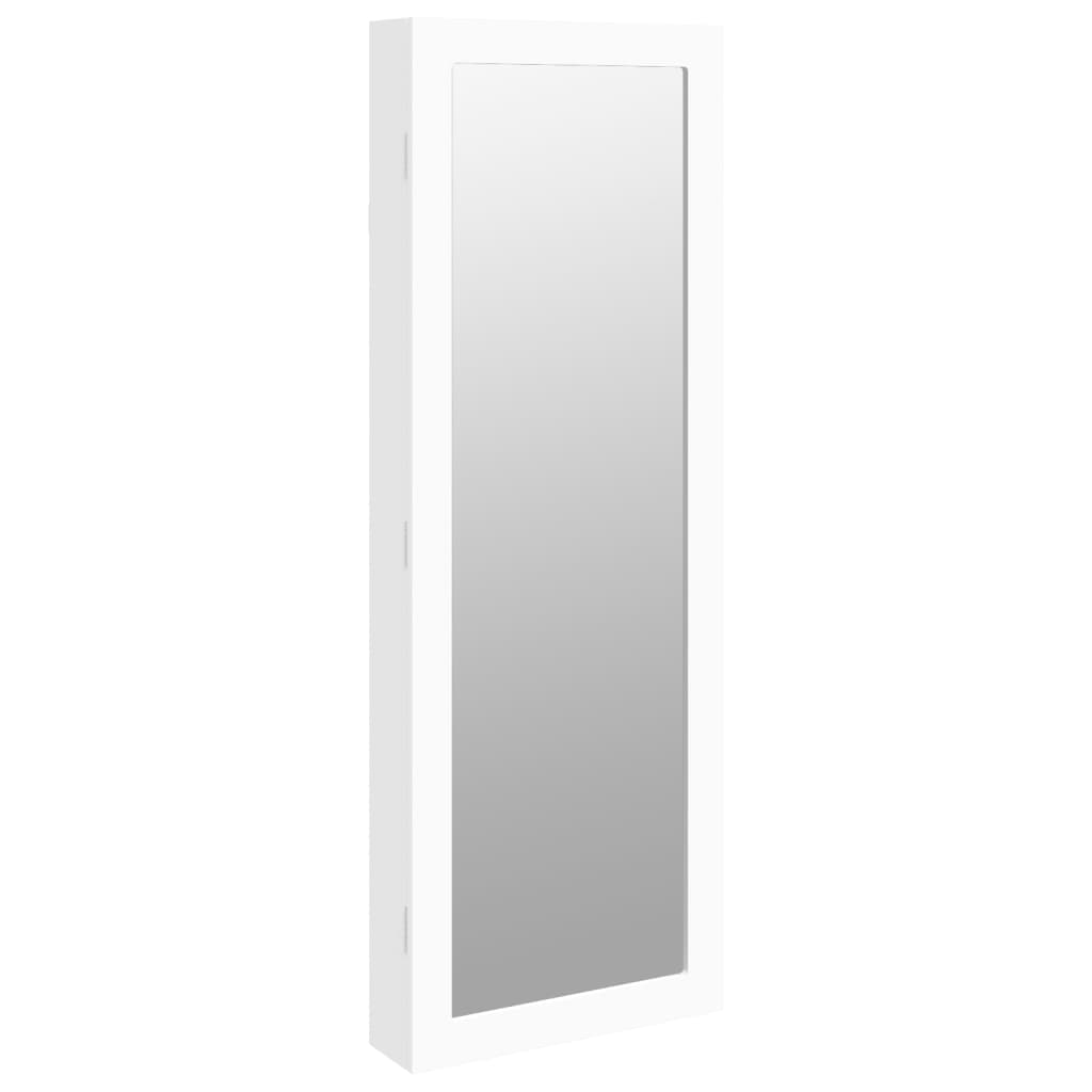 vidaXL væghængt smykkeskab med spejl 37,5x10x106 cm hvid