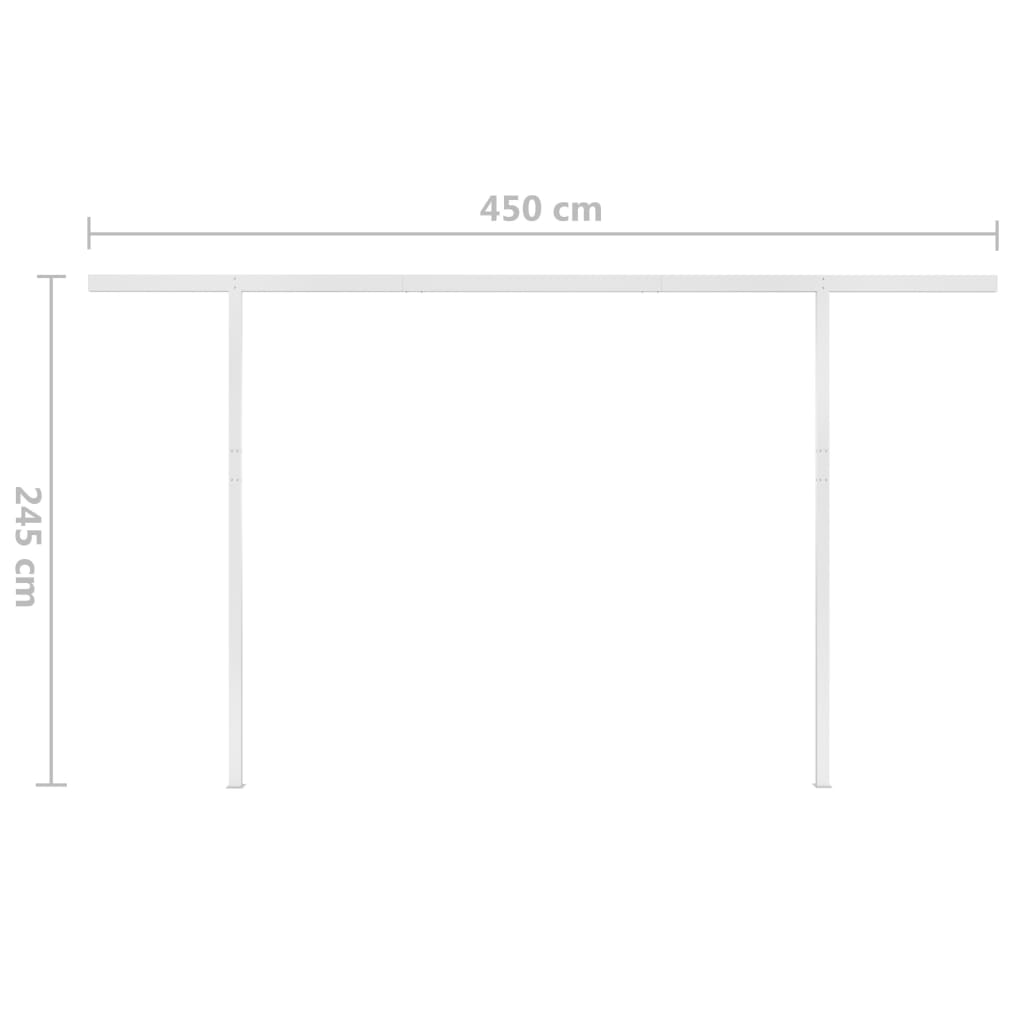 vidaXL foldemarkise med stolper 4,5x3,5 m automatisk gul og hvid