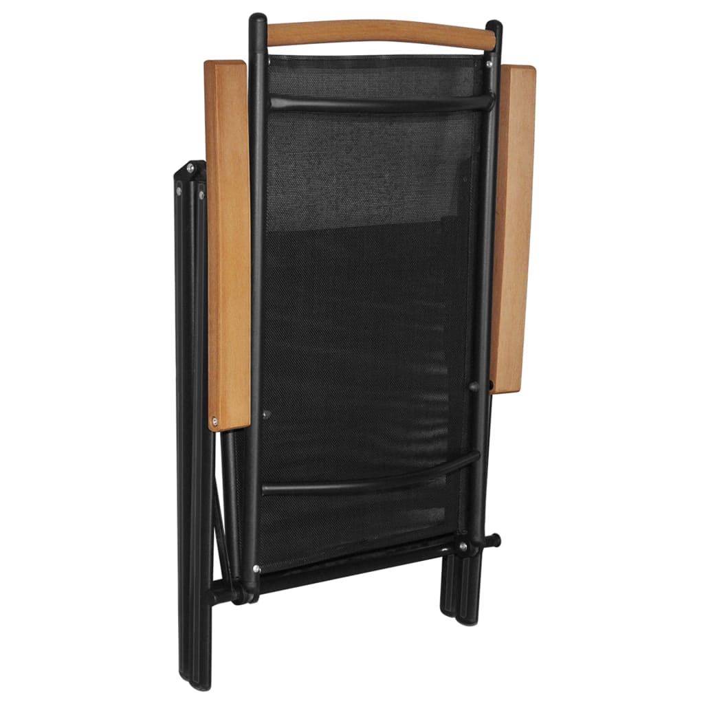 vidaXL udendørs spisebordssæt 5 dele med foldbare stole aluminium sort