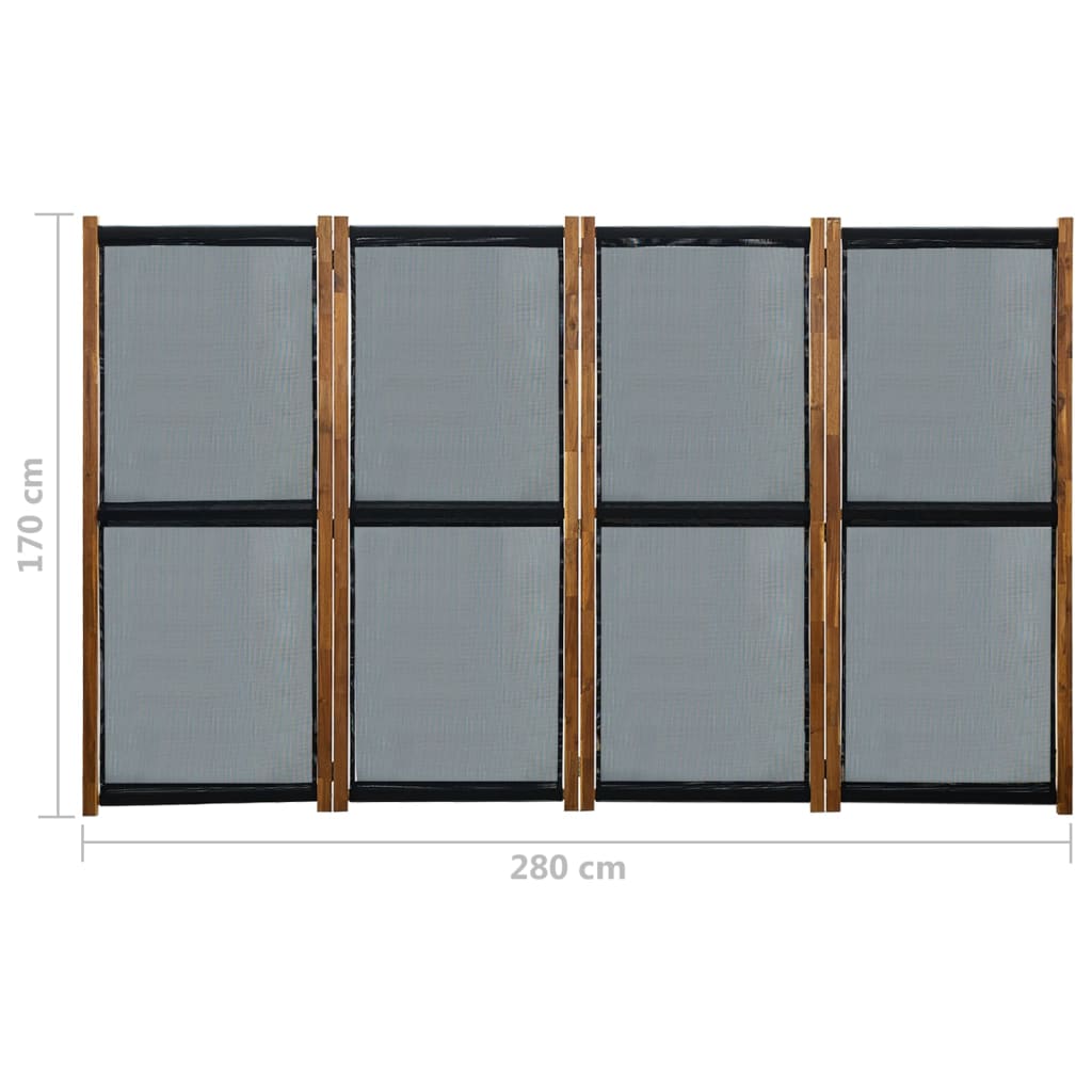 vidaXL 4-panels rumdeler 280x170 cm sort