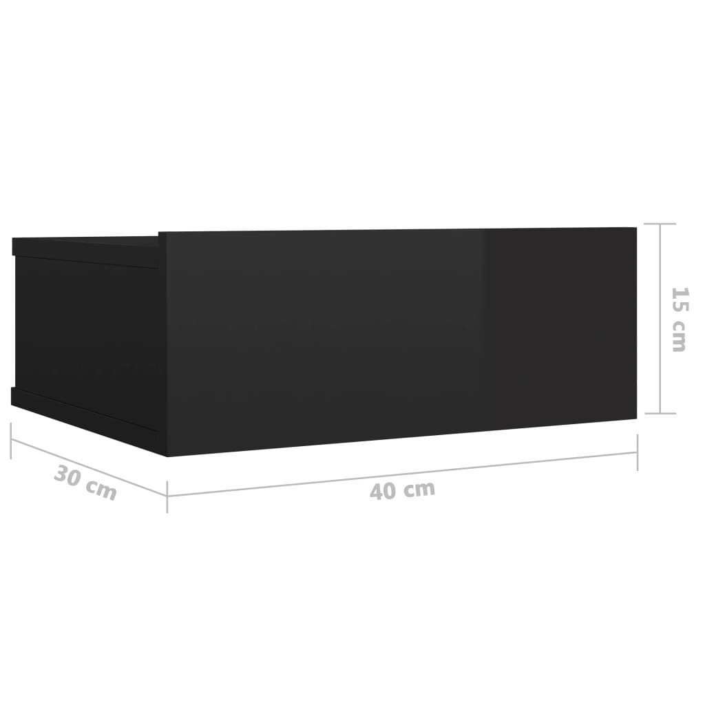vidaXL svævende natborde 2 stk. 40 x 30 x 15 cm spånplade sort højglans