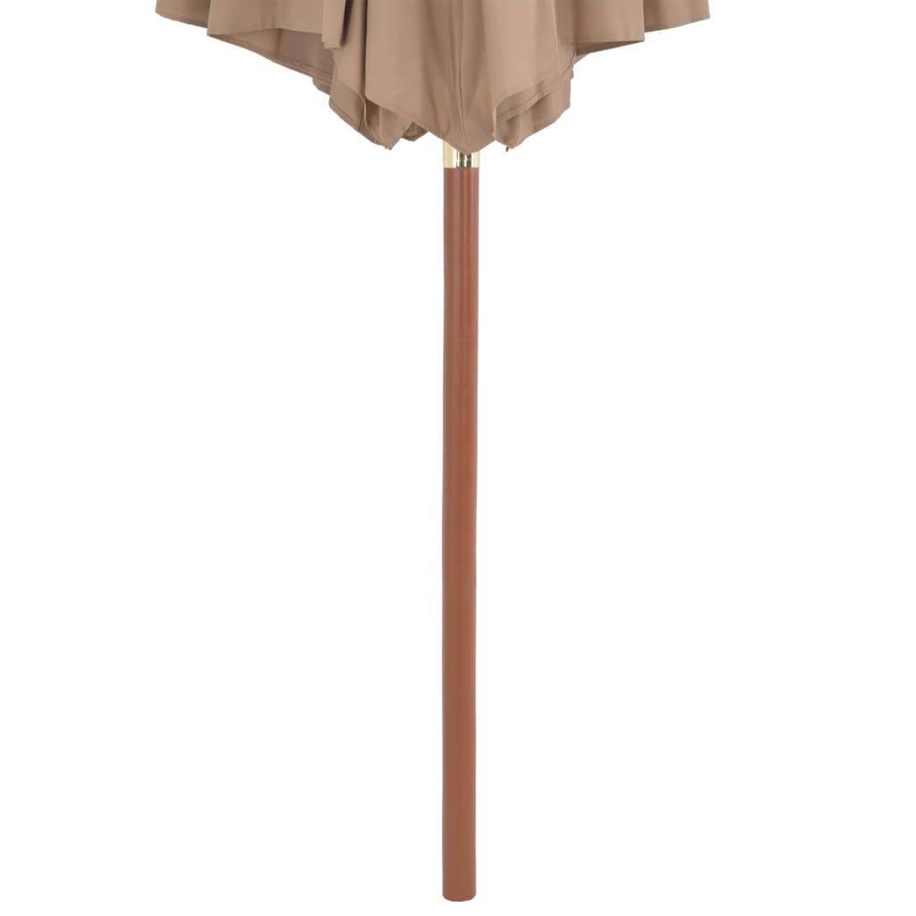 vidaXL udendørs parasol med træstang 300 cm gråbrun