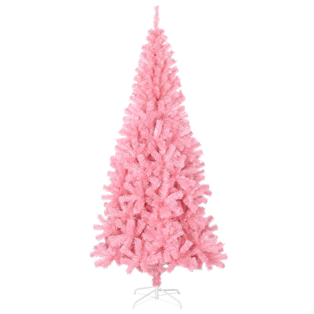 vidaXL kunstigt juletræ med juletræsfod 240 cm PVC lyserød