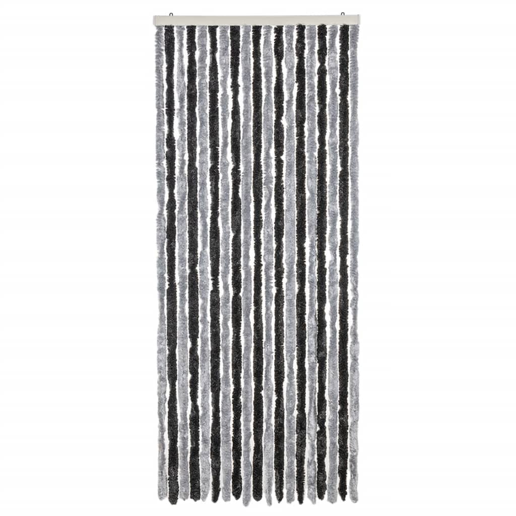 vidaXL flueforhæng 56x185 cm chenille grå og sort