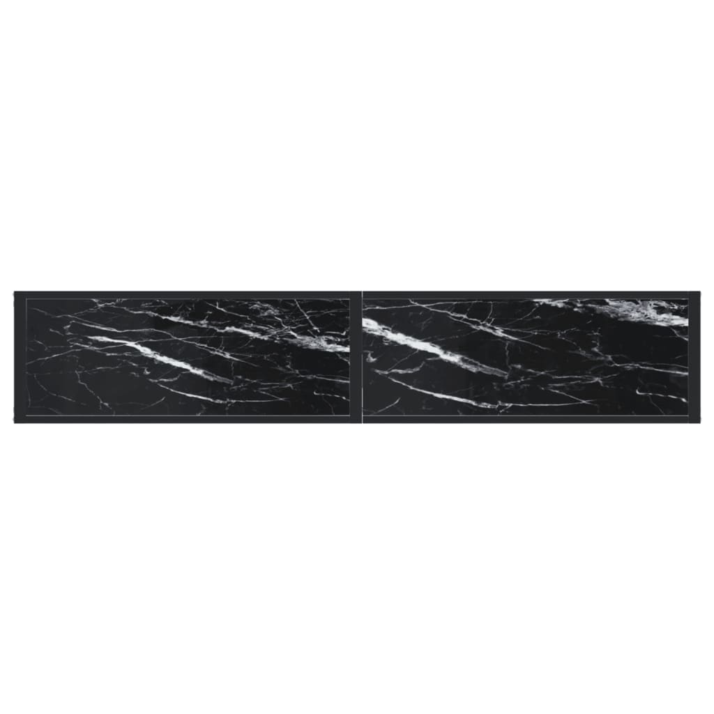 vidaXL konsolbord 180x35x75,5 cm hærdet glas sort marmor