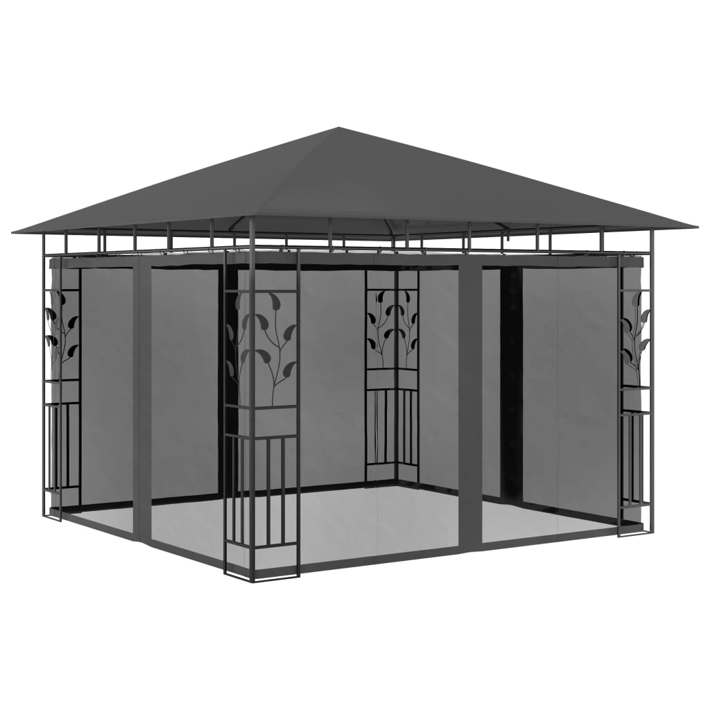 vidaXL pavillon med myggenet 3x3x,2,73 m 180 g/m² antracitgrå