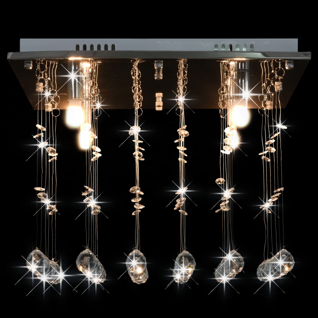 vidaXL loftlampe med krystalperler kubeform G9 sølvfarvet