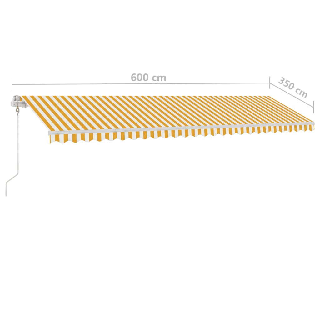 vidaXL markise m. LED-lys 600x350 cm manuel betjening gul og hvid
