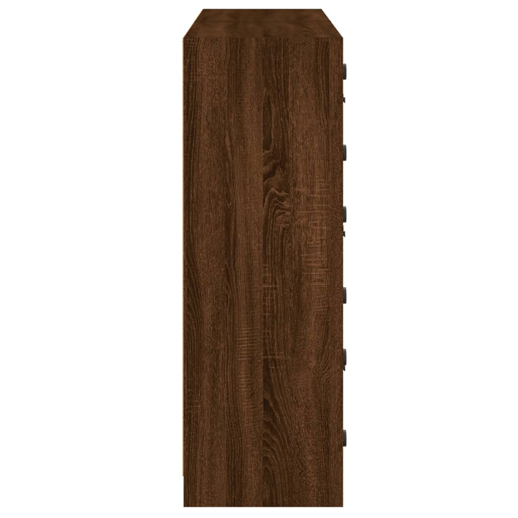 vidaXL bogreol med låger 136x37x109 cm konstrueret træ brunt eg