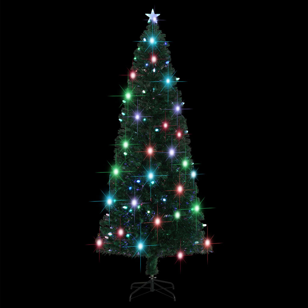 vidaXL kunstigt juletræ med fod og LED-lys 240 cm fiberoptisk