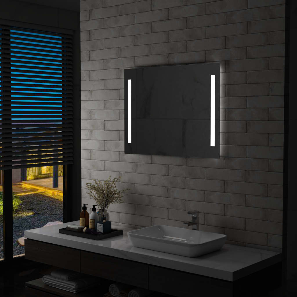 vidaXL LED-vægspejl til badeværelset 80x60 cm