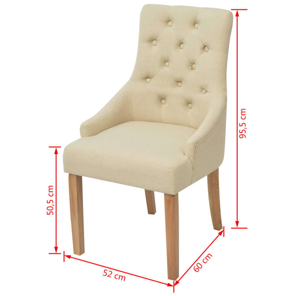 vidaXL spisebordsstole 2 stk. stof cremefarvet