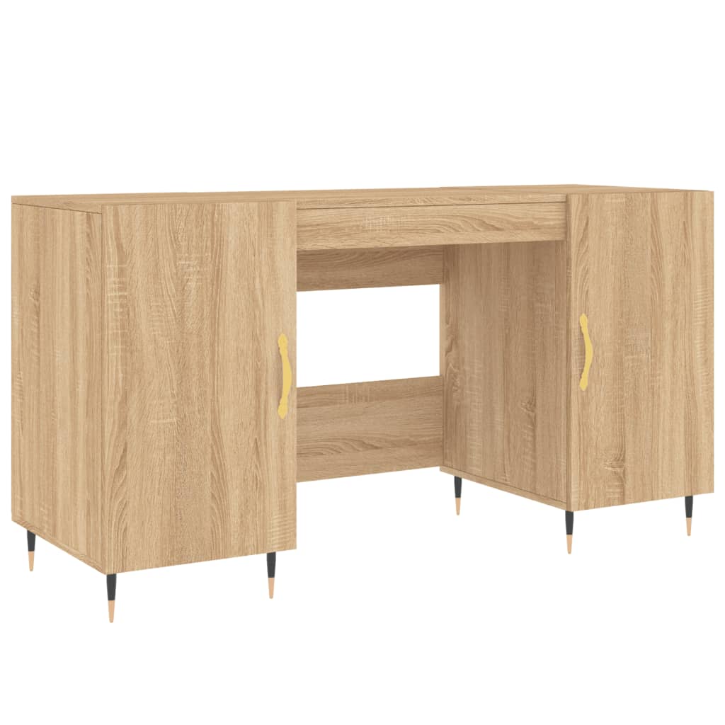 vidaXL skrivebord 140x50x75 cm konstrueret træ sonoma-eg